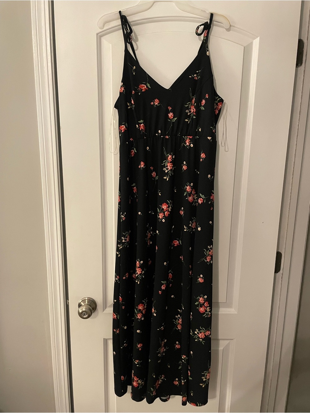 Maternity Black Floral Maxi Dress with Pink Flowers